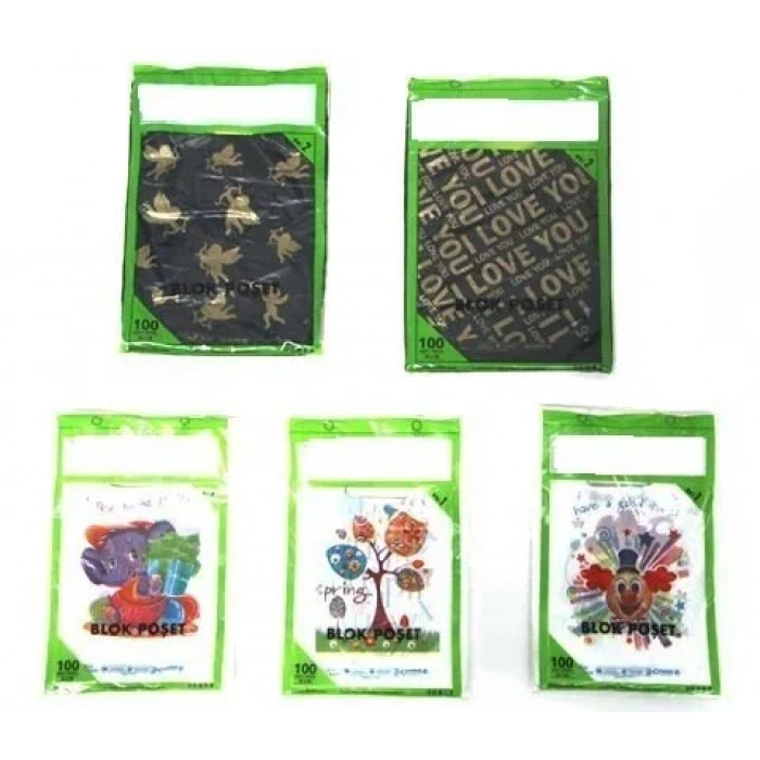 Baskılı El Geçme Blok Poşet 2 No 26x38 cm ( 100 Adet )