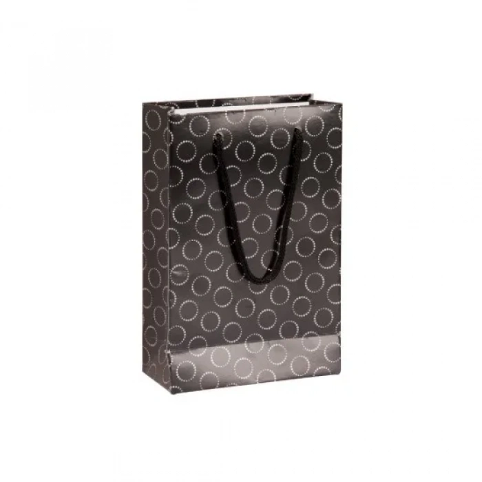 BASKILI SİYAH KARTON HEDİYE VE ALIŞVERİŞ ÇANTASI (11X16) 25 ADET