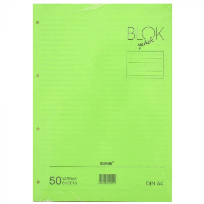 Bayındır Çizgili Klasör Yedeği A4 50 Yaprak Yeşil BBN0212