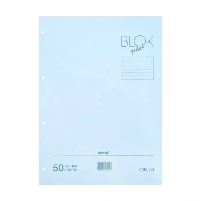BAYINDIR KLASÖR YEDEĞİ A4 KARELİ 50 YAPRAK MAVİ