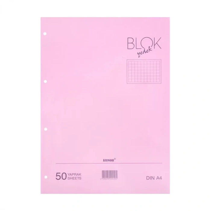 Bayındır Klasör Yedeği A4 Kareli 50 Yaprak Pembe