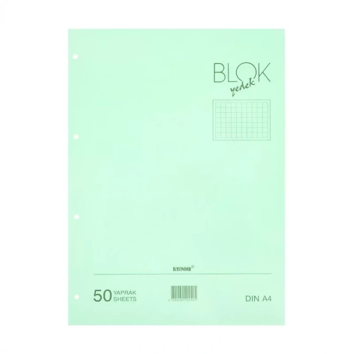 BAYINDIR KLASÖR YEDEĞİ A4 KARELİ 50 YAPRAK YEŞİL