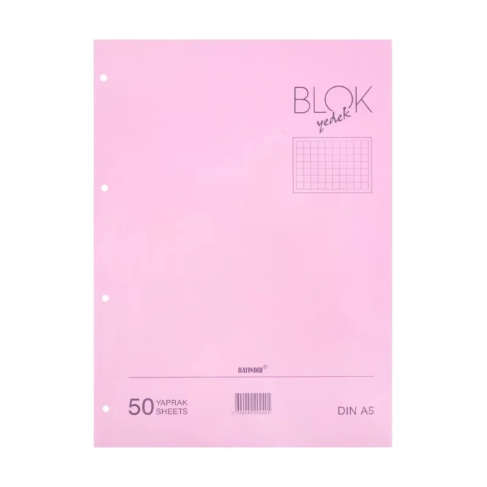 Bayındır Klasör Yedeği A5 Kareli 50 Yaprak Pembe