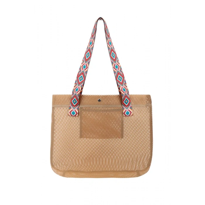 BBack File Kadın Plaj Çantası / Günlük El Ve Omuz Çantası 44x37 cm. TABA