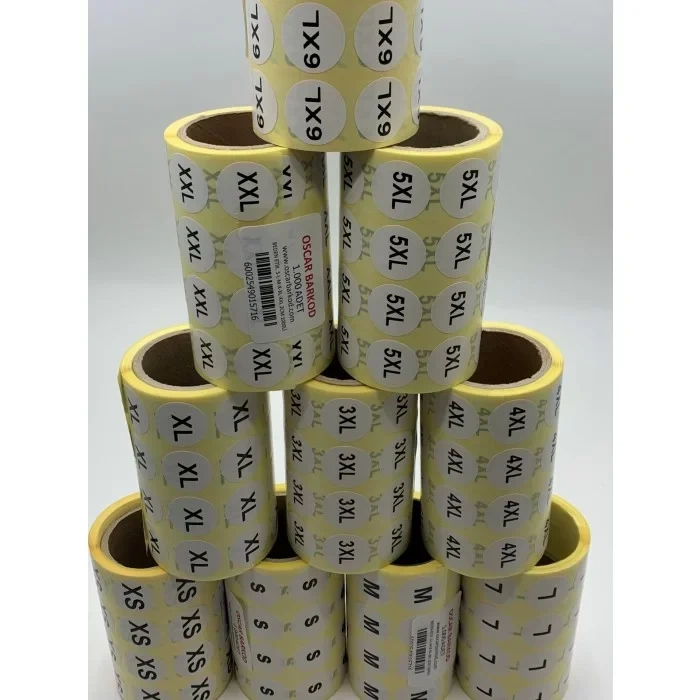 Beden Etiketi 20 Mm Yuvarlak Baskılı ( Xl) 1000 Li Sarım
