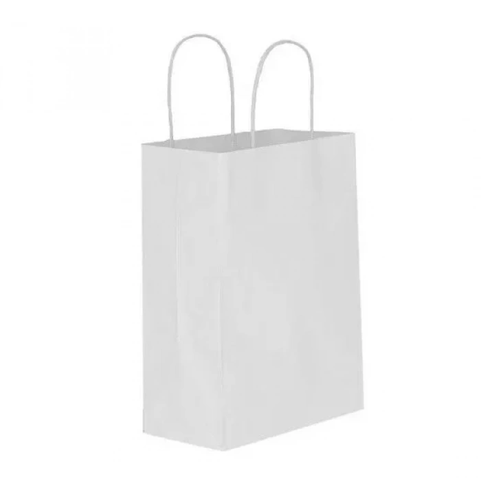 BEYAZ KAĞIT HEDİYE VE ALIŞVERİŞ ÇANTASI (25X12X31) 100 adet