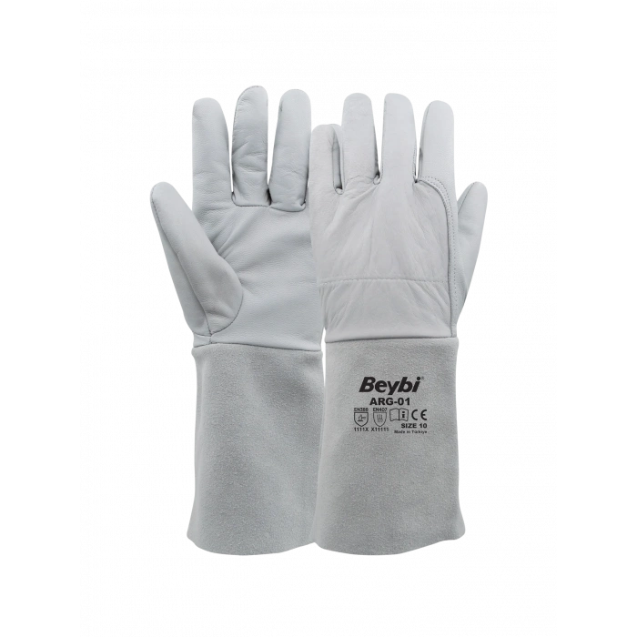 Beybi Argon Kaynakçı Deri İş Eldiveni Uzun Konç
