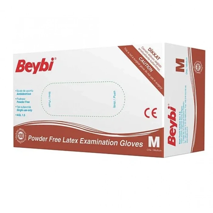 Beybi Pudrasız Lateks Muayene Eldiveni ( M ) 100 Adet