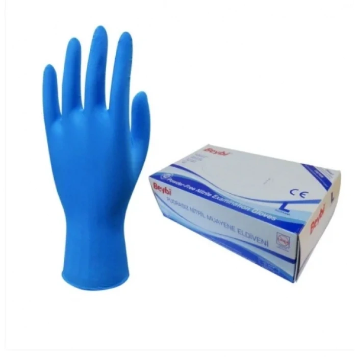Beybi Pudrasız Mavi Nitril Medikal Muayene Eldiveni ( L ) 2000 Adet
