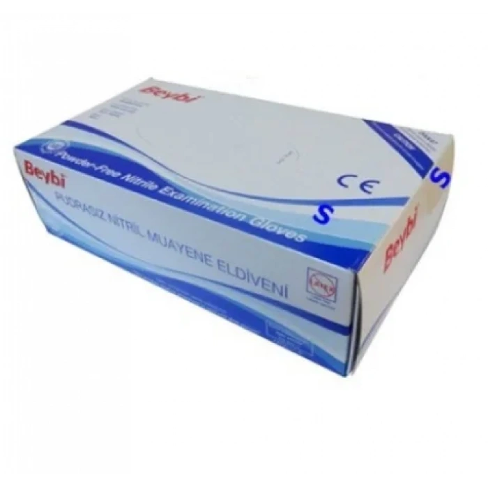 Beybi Pudrasız Mavi Nitril Medikal Muayene Eldiveni ( S ) 100 Adet