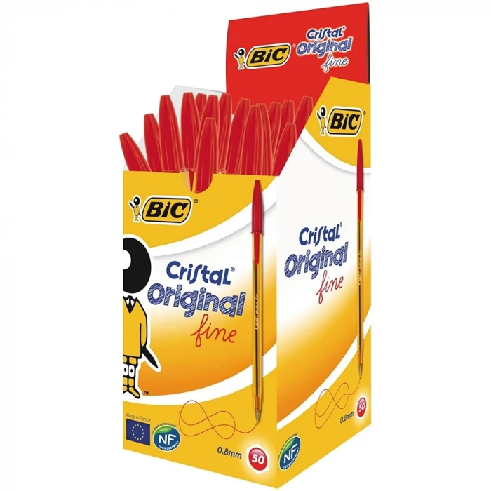 Bic Cristal Fine Kırmızı Tükenmez Kalem (50 li Paket)