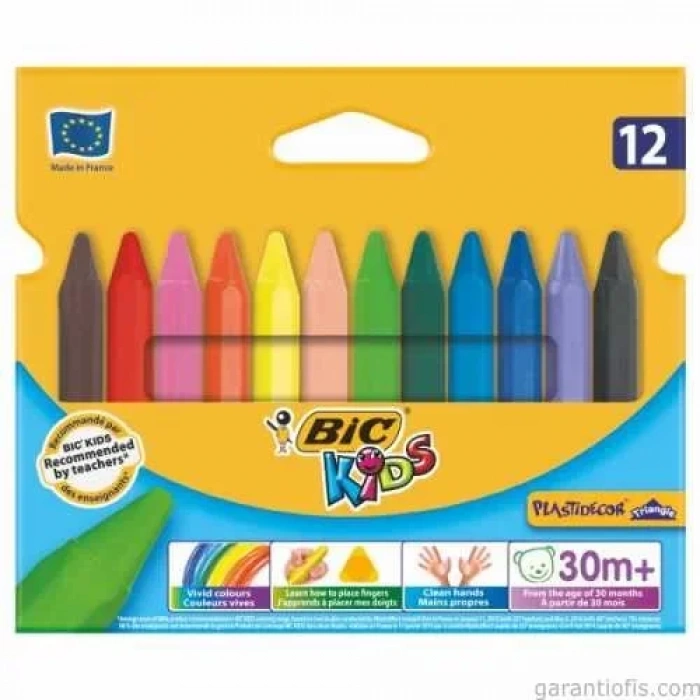 Bic Elleri Kirletmeyen Üçgen Mum Pastel Boya (12 Renk)