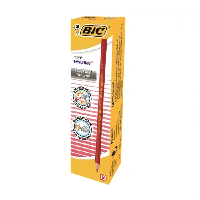 Bic Evolution Kırmızı Kopya Kalemi 12 Adet