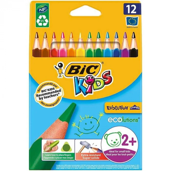 Bic Evolution Üçgen Jumbo Kuru Boya 12li