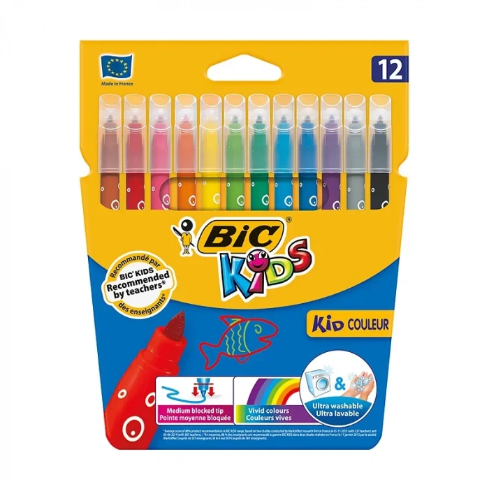 BİC KİDS COULEUR YIKANABİLİR KEÇELİ KALEM 12 RENK KARTON KUTU (9202932)