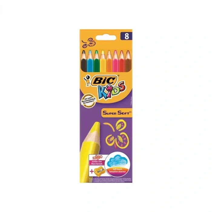 Bic Kids Soft Kuru Boya 8 Renk+kalemtraş (895921)