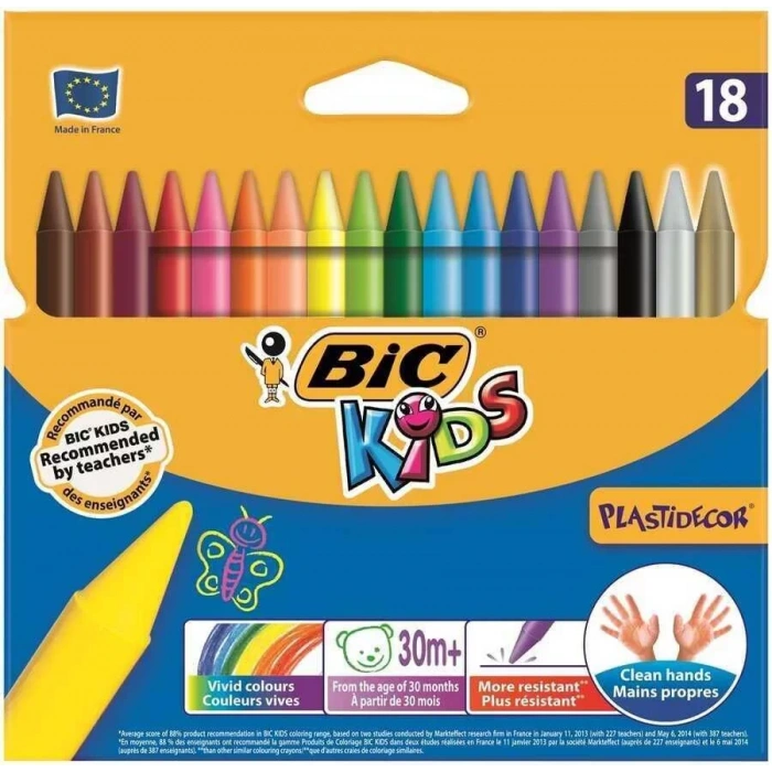 Bic Plastidecor Pastel Mum Boya Uzun Boy Silinebilir 18li