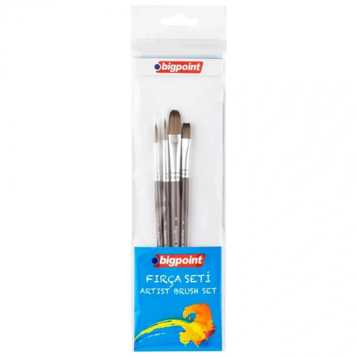 Bigpoint 984 Serisi Sentetik Kıl Karışık Uçlu Fırça Seti 4lü Blister
