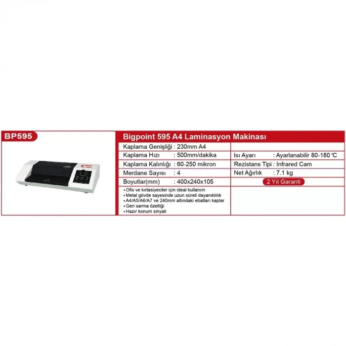 Bigpoint A4 Laminasyon Makinesi