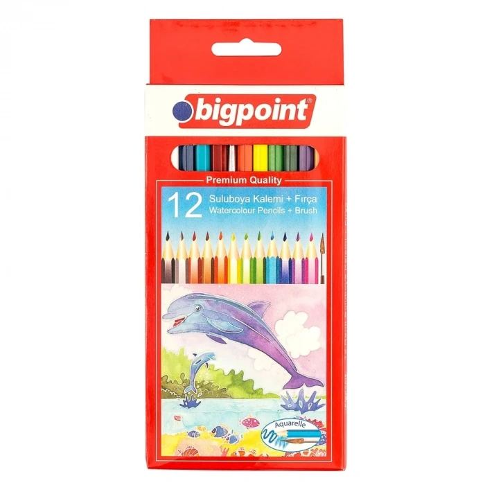 Bigpoint Aquarelle Sulu Boya Kalemi 12 Renk Fırçalı