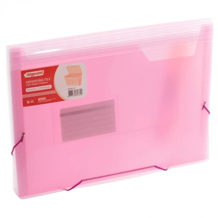 Bigpoint Bp260 Körüklü Dosya Pembe A4 Lastikli 13 Cepli