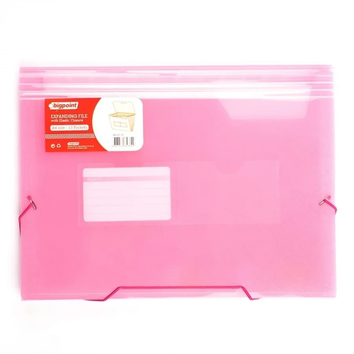 Bigpoint Bp260 Körüklü Dosya Pembe A4 Lastikli 13 Cepli