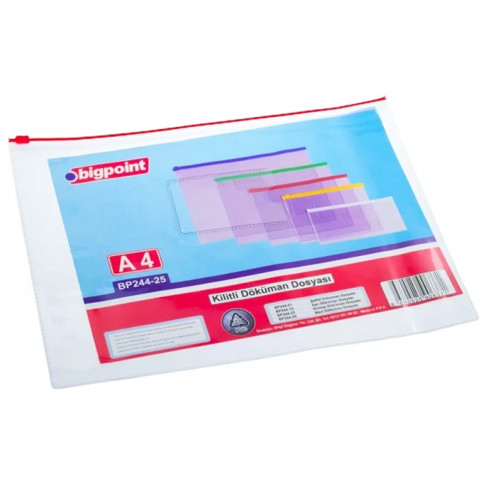 Bigpoint Kilitli Döküman Dosyası A4 Pvc Kırmızı