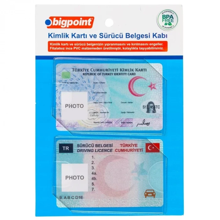 Bigpoint Kimlik Ve Ehliyet Kabı Şeffaf 86x54mm 2li Set