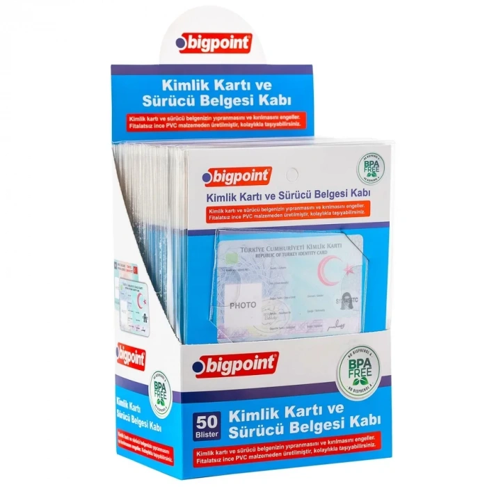 Bigpoint Kimlik Ve Ehliyet Kabı Şeffaf 86x54mm 2li Set