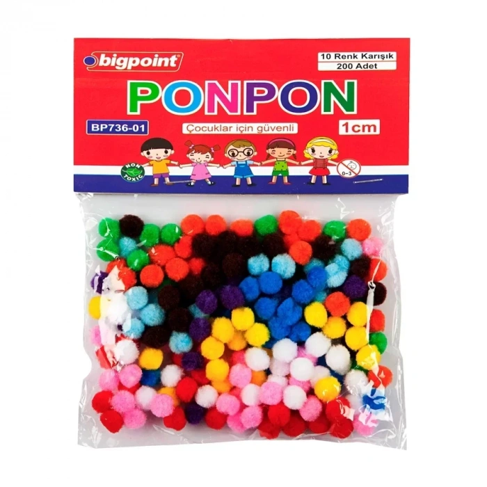 Bigpoint Ponpon 1 Cm 10 Renk (200 Lü Poşet)