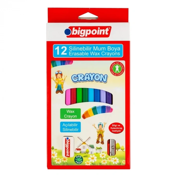 Bigpoint Wax Crayon Silinebilir Mum Boya 12 Renk