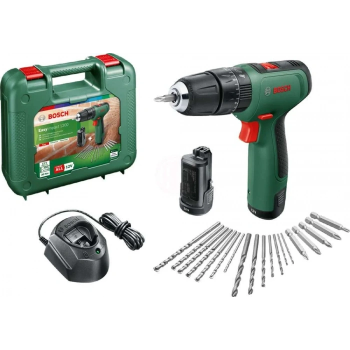 Bosch Akülü Darbeli Vidalama Matkabı EasyImpact 1200 (2 x 1,5 Ah Akü) - 06039D3105
