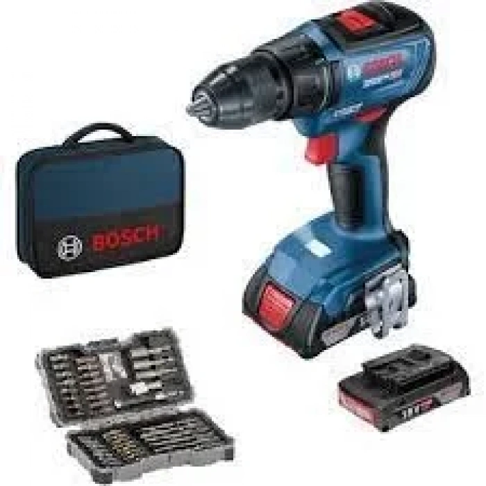 Bosch Akülü Vidalama Matkabı GSR 18V-50 (2 x 2,0 Ah Akü) + Vidalama Seti (43 Parça) - 06019H5004