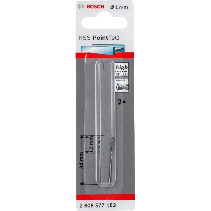 Bosch Metal Matkap Ucu HSS PointTeQ (DIN 338) 1,0 mm (2 Adet) - 2608577153