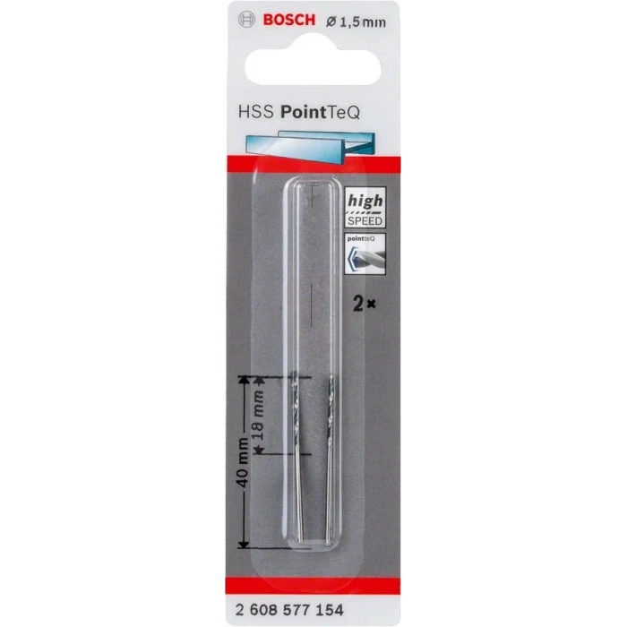 Bosch Metal Matkap Ucu HSS PointTeQ (DIN 338) 1,5 mm (2 Adet) - 2608577154