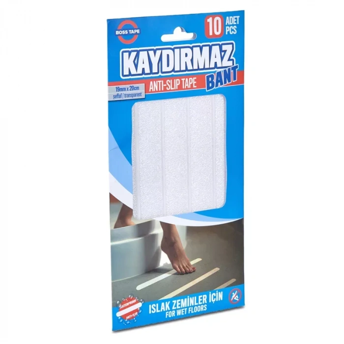 Boss Tape 0981 Islak Zemin Merdiven Kaydırmaz Bant 19mmx20cm Şeffaf
