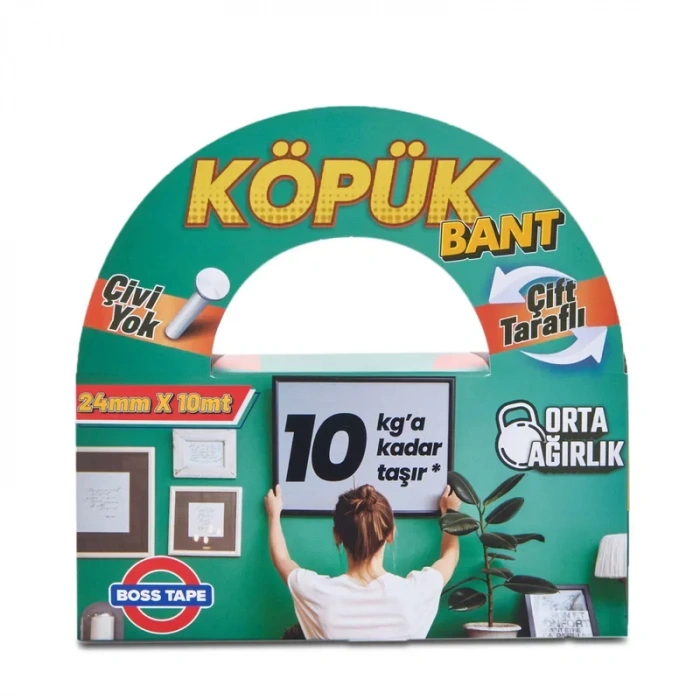 Boss Tape 2695 Çift Taraflı Köpük Bant 24mmx10m (orta Ağırlık 10kg)