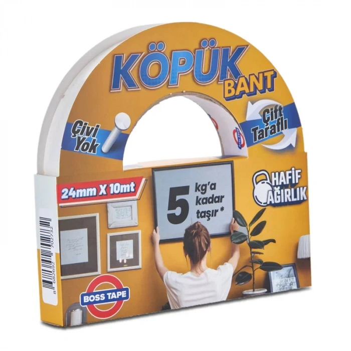 BOSS TAPE 2732 ÇİFT TARAFLI KÖPÜK BANT 24mmx10m (HAFİF AĞIRLIK 5kg)