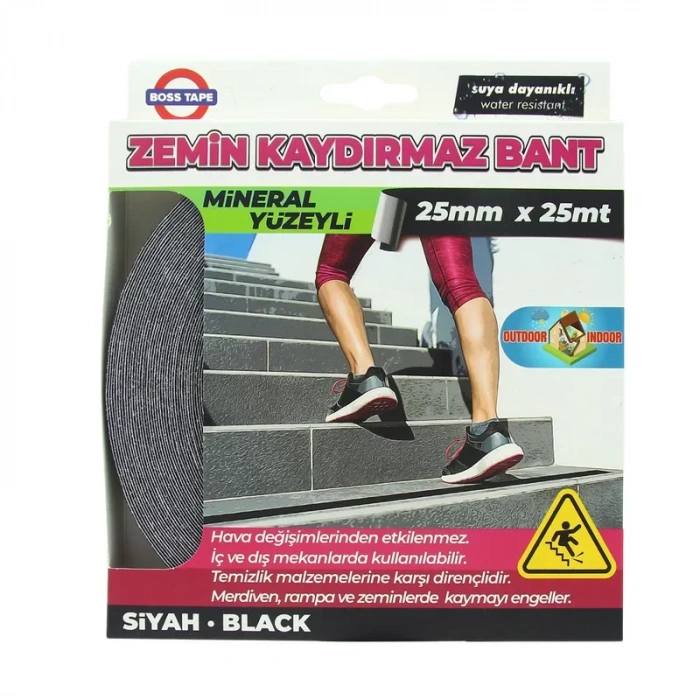 Boss Tape 2879 Zemin Merdiven Kaydırmaz Bant 25mmx25m Siyah