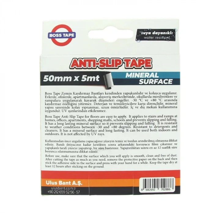 BOSS TAPE 2886 ZEMİN MERDİVEN KAYDIRMAZ BANT 50mmx5m SİYAH