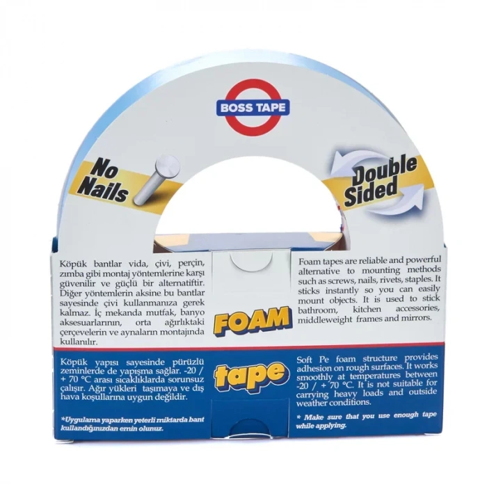 BOSS TAPE 3005 ÇİFT TARAFLI KÖPÜK BANT 24mmx10m (ÇOK KUVVETLİ 15kg)