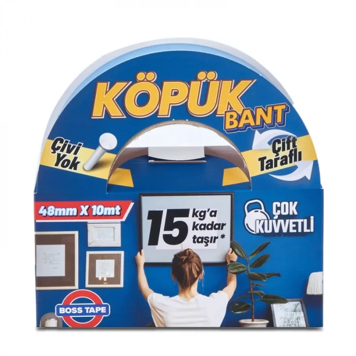 BOSS TAPE 3012 ÇİFT TARAFLI KÖPÜK BANT 48mmx10m (ÇOK KUVVETLİ 15kg)
