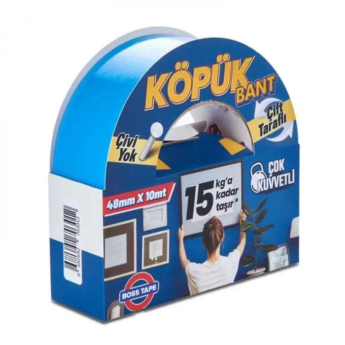 BOSS TAPE 3012 ÇİFT TARAFLI KÖPÜK BANT 48mmx10m (ÇOK KUVVETLİ 15kg)
