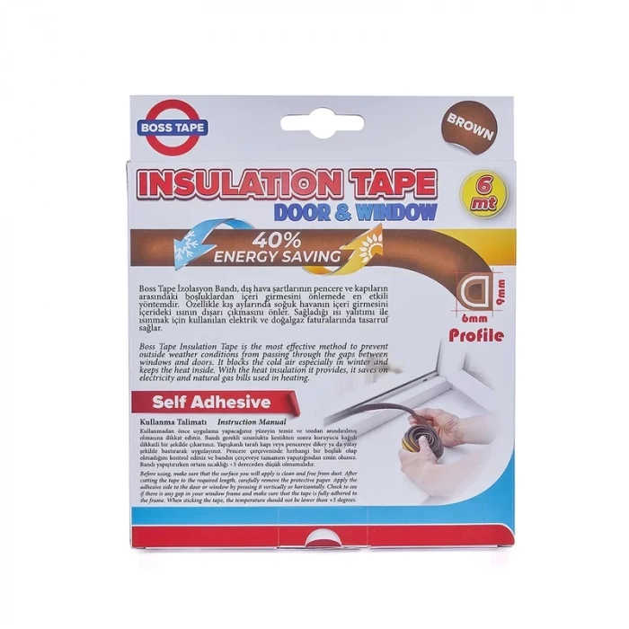 Boss Tape 3166 Kapı Pencere İzolasyon Bandı 9mmx6m Kahve
