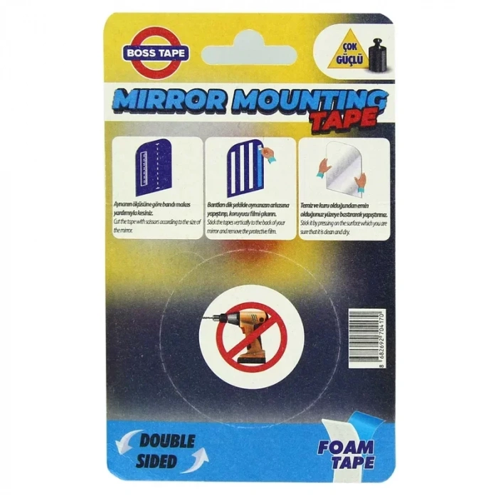 BOSS TAPE 4170 ÇİFT TARAFLI KÖPÜK AYNA MONTAJ BANDI 19mmx2m