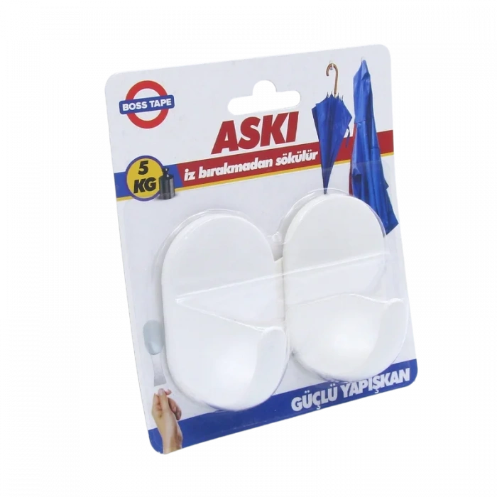 Boss Tape 5504 Plastik Büyük Askı Şeffaf 2li Blister