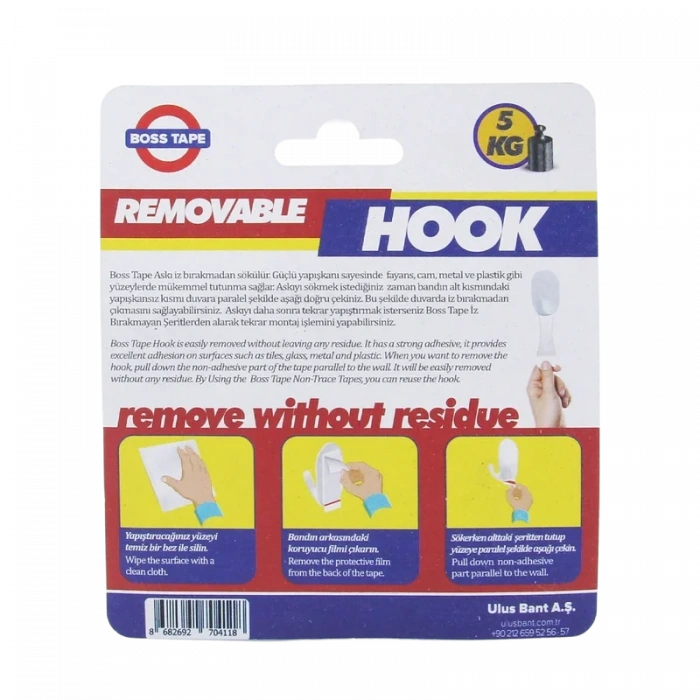 BOSS TAPE 5504 PLASTİK BÜYÜK ASKI ŞEFFAF 2Lİ BLİSTER