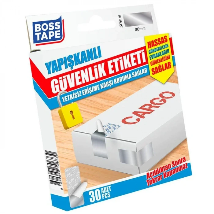 BOSS TAPE 6730 VOİD DİKDÖRTGEN GÜVENLİK ETİKETİ 30x80mm 30LU