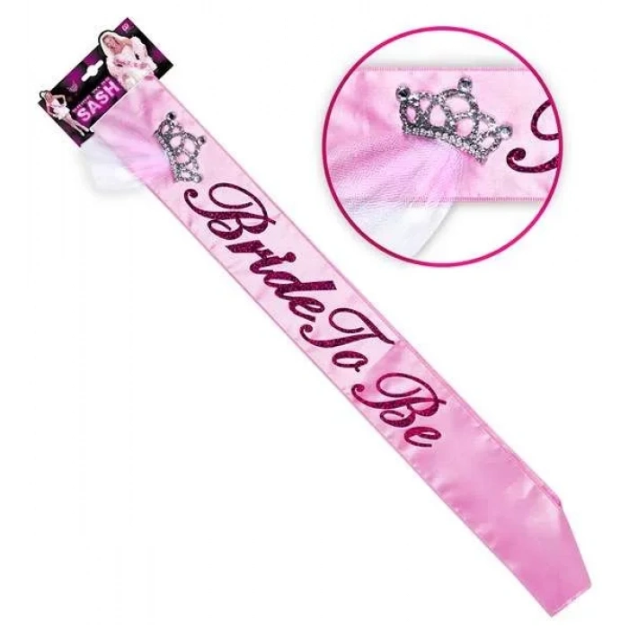 Bride To Be Saten Vücud Bandı Üzeri Taşlı Mini Taç Süslü