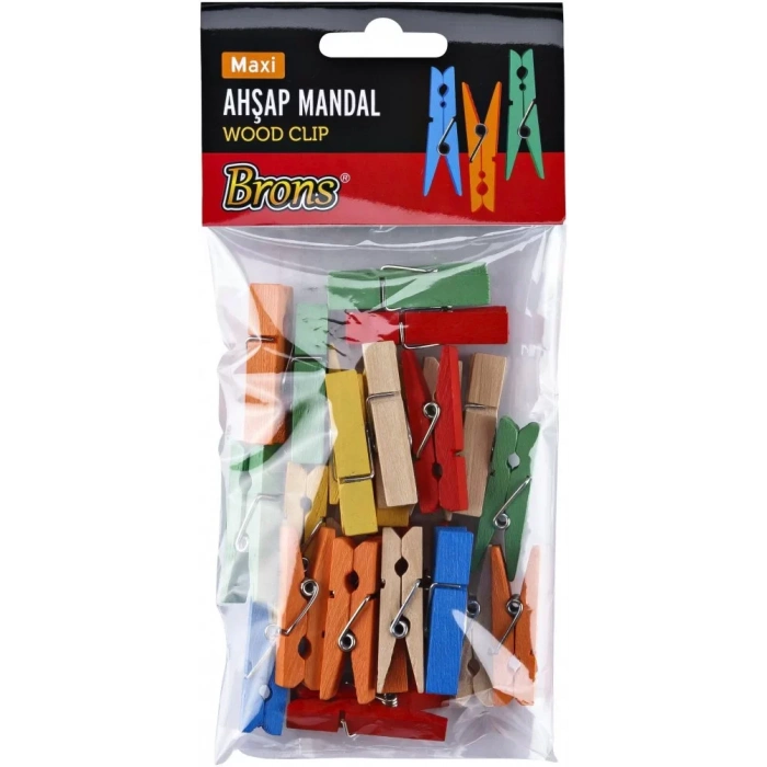 Brons Ahşap Mandal Renkli Küçük Br-904 24lü
